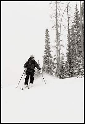 Backcountry and telemark skiing near 10th Mountain Division Ben Eiseman hut near Vail, Colorado