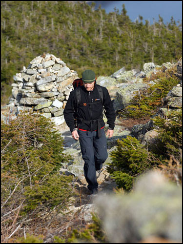 Mike Kautz hiking the Greenleaf Trail on Mount Lafayette in Franconia Notch, New Hampshire