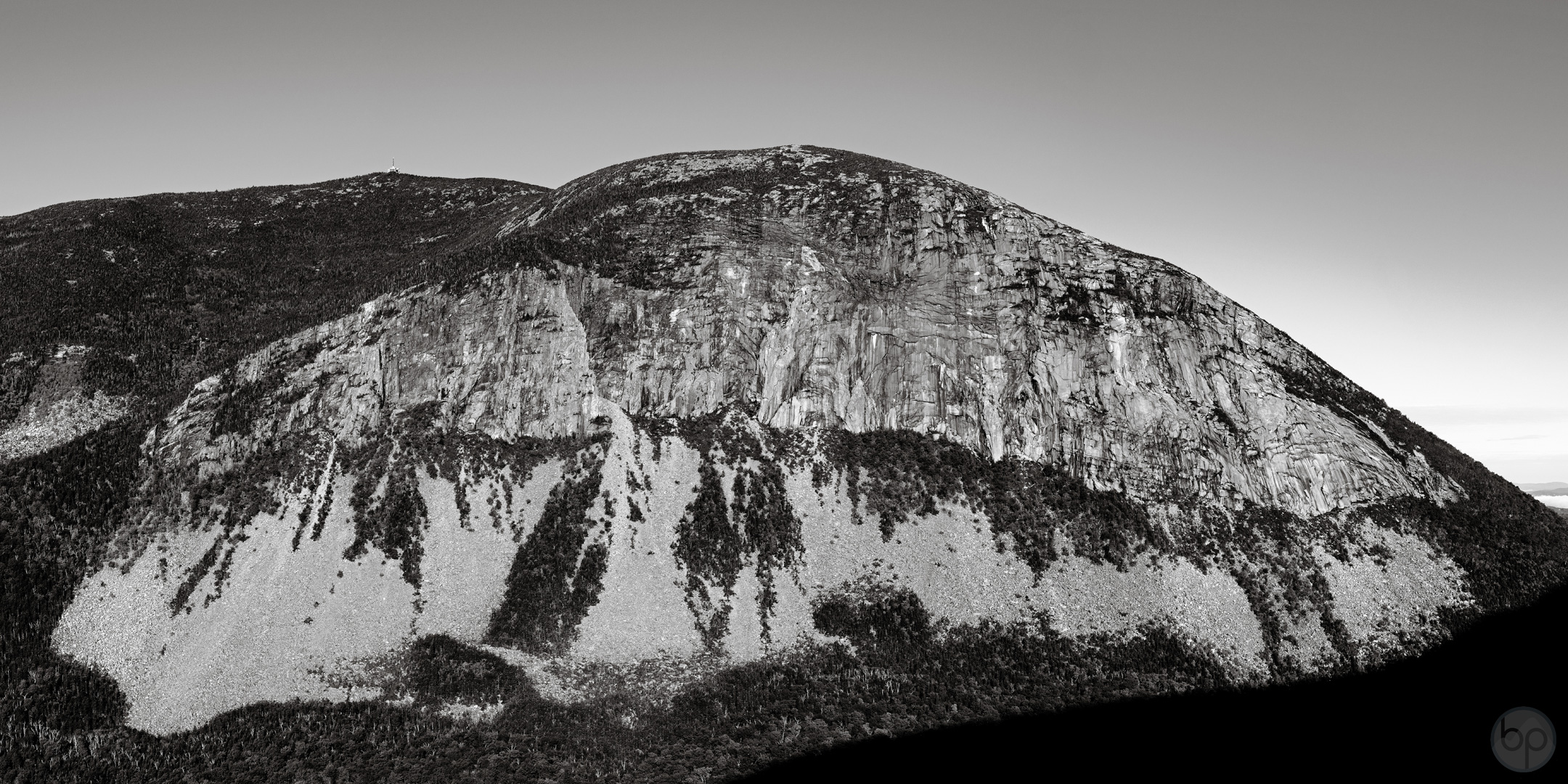Black & White Panorama of Cannon Cliff in Franconia Notch, New Hampshire