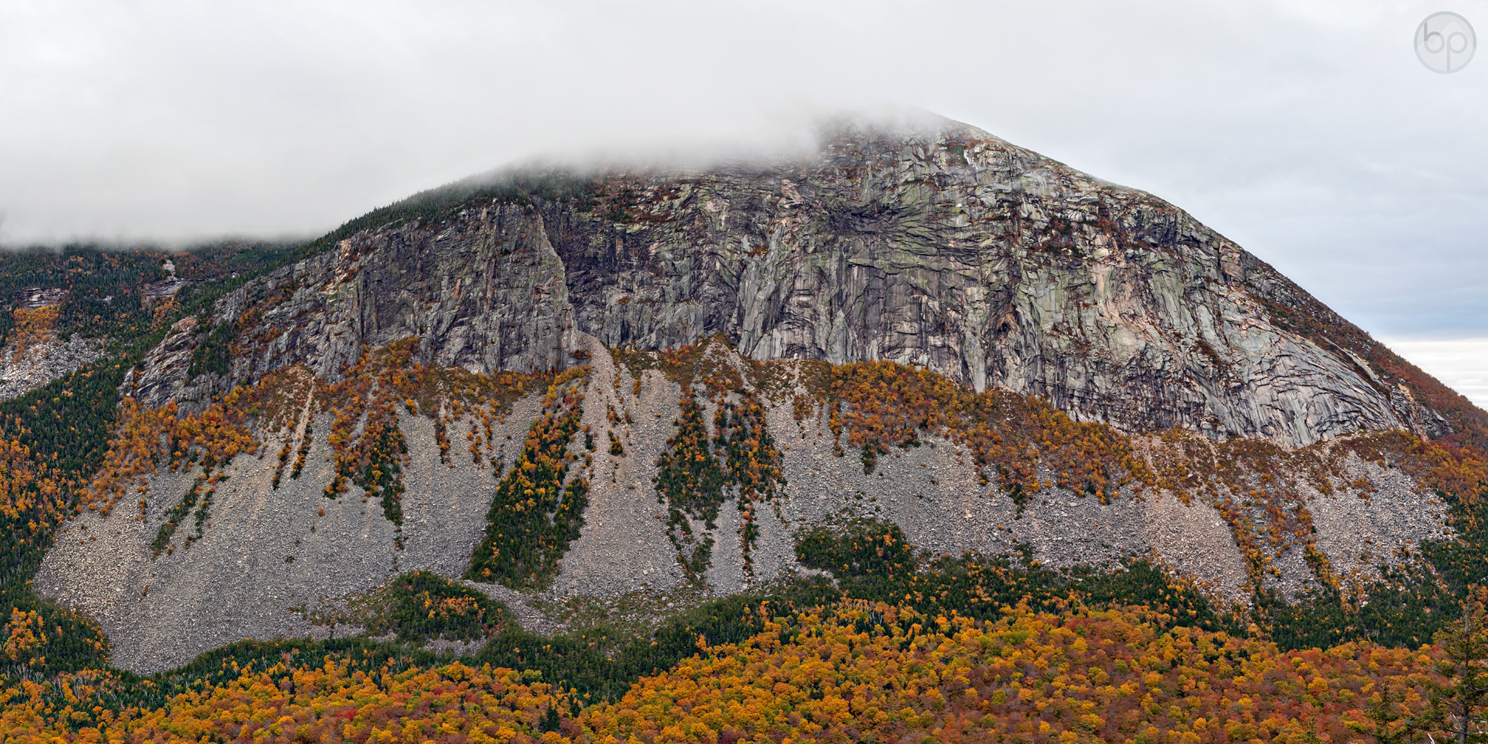Panorama of Cannon Cliff in Franconia Notch, New Hampshire