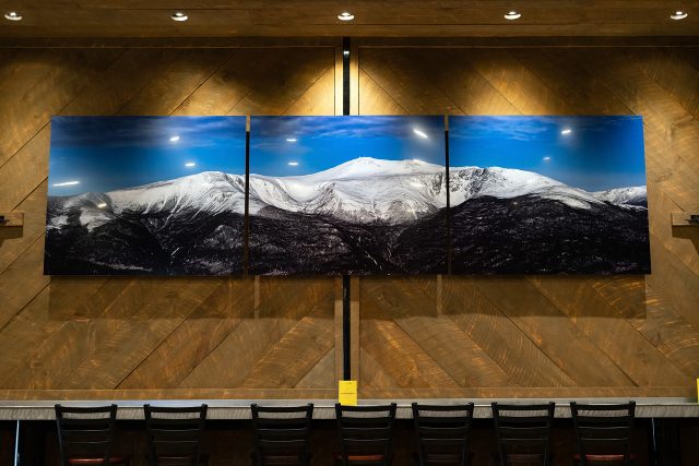 Three 48x58" mid-gloss metal prints mounted on 3/4" inset frame.